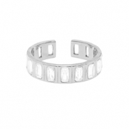 Ringen van Stainless steel Roestvrij staal (RVS) crystal Zilver