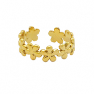 Ringen van Stainless steel Roestvrij staal (RVS) flower Goud