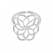 Ringen van Stainless steel Roestvrij staal (RVS) flower Zilver