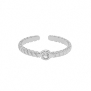 Ringen van Stainless steel Roestvrij staal (RVS) crystal Zilver