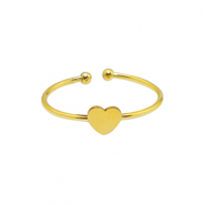 Ringen van Stainless steel Roestvrij staal (RVS) heart Goud