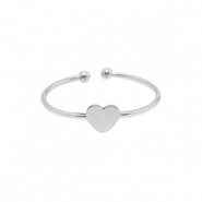 Ringen van Stainless steel Roestvrij staal (RVS) heart Zilver