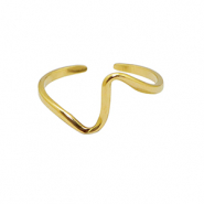 Ringen van Stainless steel Roestvrij staal (RVS) wave Goud