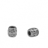 Kralen van Stainless steel Roestvrij staal (RVS) 5mm Antiek zilver