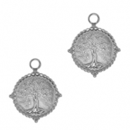 Bedels van Stainless steel Roestvrij staal (RVS) tree of life Antiek zilver