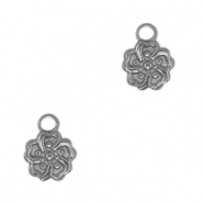 Bedels van Stainless steel Roestvrij staal (RVS) flower Antiek zilver