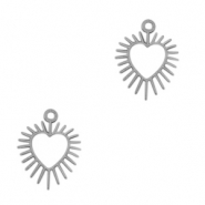 Bedels van Stainless steel Roestvrij staal (RVS) heart Antiek zilver