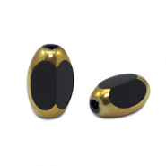 Glaskralen ovaal facet Black-gold