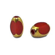 Glaskralen ovaal facet Red-gold