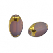 Glaskralen ovaal facet Heather purple -gold