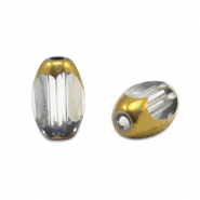 Glaskralen ovaal facet Iced grey transparent-gold