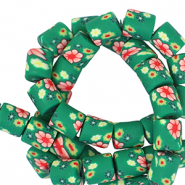 Polymeer kraal 6mm flower Green-multicolour