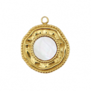 Bedels van Stainless steel Roestvrij staal (RVS) shell irregular Gold-white (natuurlijke kleur)