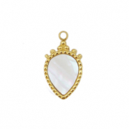 Bedels van Stainless steel Roestvrij staal (RVS) shell drop Gold-white (natuurlijke kleur)