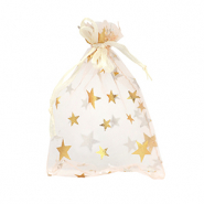 Organza sieradenzakje 9x12cm star Apricot-gold