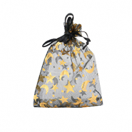 Organza sieradenzakje 7x9cm moon and star Black-gold