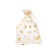 Organza sieradenzakje 7x9cm star Apricot-gold