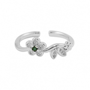 TQ metaal brass ring zirkonia Silver-crystal black