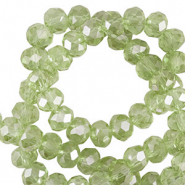 Facet kralen top quality disc 4x3mm Malachy green-pearl shine coating