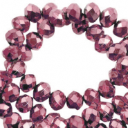 Facet kralen top quality disc 4x3mm Magenta pink-pearl shine coating