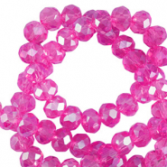 Facet kralen top quality disc 4x3mm Fuchsia-pearl shine coating