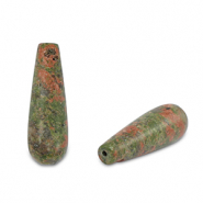 Kralen natuursteen unakite drop Pink-green