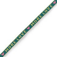Tekstlint "more love" Teal blue-gold