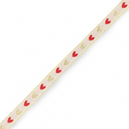 Tekstlint hearts Pale pink-gold red