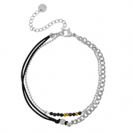 Armbanden van Stainless steel Roestvrij staal (RVS) duo layer Silver-black