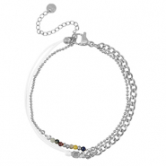 Armbanden van Stainless steel Roestvrij staal (RVS) duo layer Silver-white