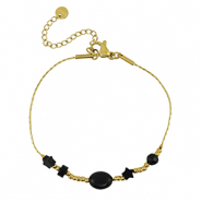 Armbanden van Stainless steel Roestvrij staal (RVS) star Gold-black