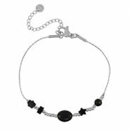 Armbanden van Stainless steel Roestvrij staal (RVS) star Silver-black