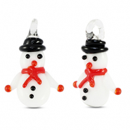 Glasbedels snowman White-red-black