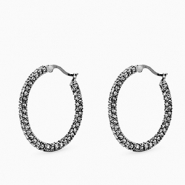 Roestvrij stalen (RVS) Stainless steel oorbellen zirkonia creolen Silver