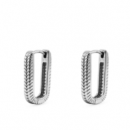 Roestvrij stalen (RVS) Stainless steel oorbellen / oorstekers oval Silver