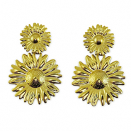 Oorbellen van Stainless steel Roestvrij staal (RVS) oorstekers flower Gold