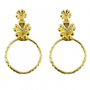 Oorbellen van Stainless steel Roestvrij staal (RVS) oorstekers flower Gold