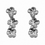 Oorbellen van Stainless steel Roestvrij staal (RVS) oorstekers flower Silver