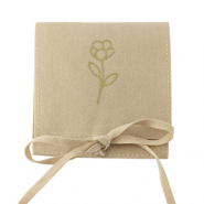 Sieradenzakje bloem Latte beige-gold