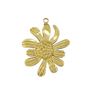 Roestvrij stalen (RVS) Stainless steel bedel sunflower Gold