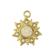 Roestvrij stalen (RVS) Stainless steel bedel flower Gold / White