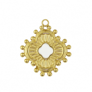 Roestvrij stalen (RVS) Stainless steel bedel flower Gold / White