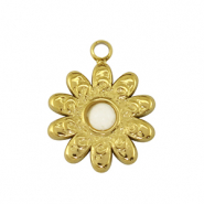 Roestvrij stalen (RVS) Stainless steel bedel flower Gold / White
