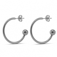 Oorbellen van Stainless steel Roestvrij staal (RVS) 25mm Silver
