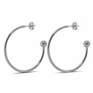Oorbellen van Stainless steel Roestvrij staal (RVS) 38mm Silver