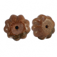 Natuursteen kralen glas bloem Glitter brick brown