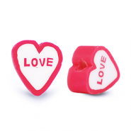 Polymeer kraal ''Love'' Red-White