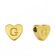 Kralen van stainless steel Roestvrij staal (RVS) hart letter G Gold