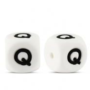 Letterkralen van siliconen  Q White-black