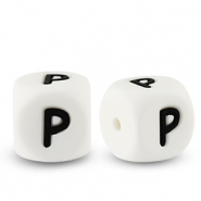Letterkralen van siliconen  P White-black